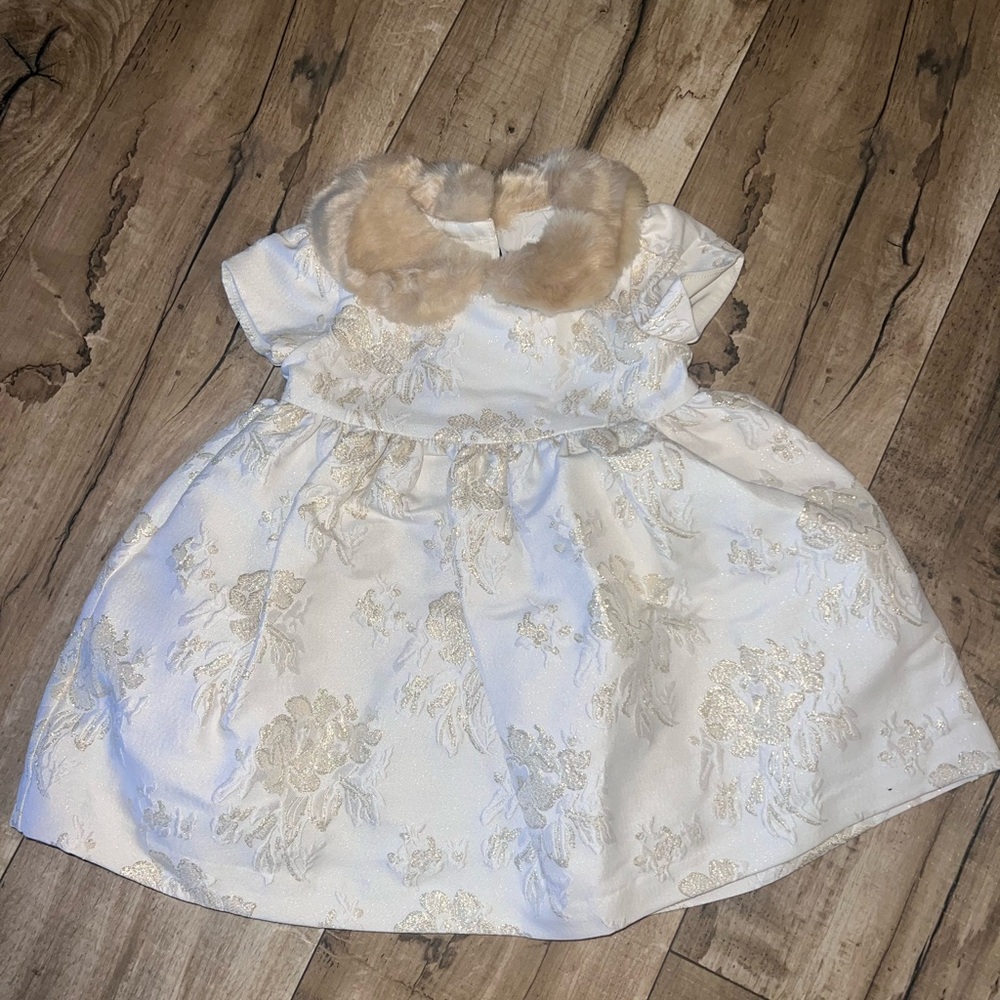 NWT. Janie and Jack Metallic Floral Jacquard Dress